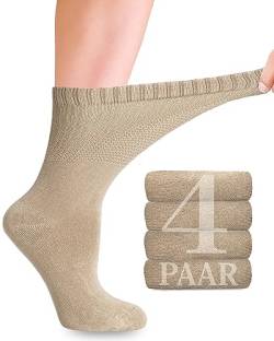 Diabetiker Socken Damen mit Lycra für den täglichen Gebrauch, 4 Paar, Nahtlos, Bequem und Weich, Perfekt für Diabetiker und Schwangere, 10 Farbvariationen, in den Größen 35-38 und 39-42 (Beige, 39-42) von Fiera Besa