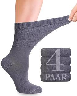 Diabetiker Socken Damen mit Lycra für den täglichen Gebrauch, 4 Paar, Nahtlos, Bequem und Weich, Perfekt für Diabetiker und Schwangere, 10 Farbvariationen, in den Größen 35-38 und 39-42 (Grau, 35-38) von Fiera Besa