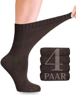 Diabetiker Socken Damen mit Lycra für den täglichen Gebrauch, 4 Paar, Nahtlos und Weich, Perfekt für Diabetiker und Schwangere, 10 Farbvariationen, in den Größen 35-38 und 39-42(Dunkelbraun, 35-38) von Fiera Besa