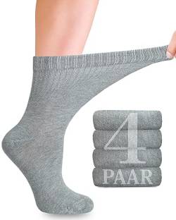 Diabetiker Socken Damen mit Lycra für den täglichen Gebrauch, 4 Paar, Nahtlos und Weich, Perfekt für Diabetiker und Schwangere, 10 Farbvariationen, in den Größen 35-38 und 39-42 (Hellgrau, 39-42) von Fiera Besa