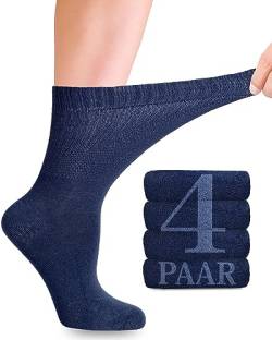 Diabetiker Socken Damen mit Lycra für den täglichen Gebrauch, 4 Paar, Nahtlos und Weich, Perfekt für Diabetiker und Schwangere, 10 Farbvariationen, in den Größen 35-38 und 39-42 (Marineblau, 39-42) von Fiera Besa