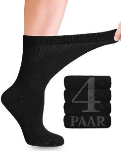 Diabetiker Socken Damen mit Lycra für den täglichen Gebrauch, 4 Paar, Nahtlos und Weich, Perfekt für Diabetiker und Schwangere, 10 Farbvariationen, in den Größen 35-38 und 39-42 (Schwarz, 35-38) von Fiera Besa