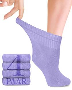 Fiera Besa Diabetiker Socken Damen mit Lycra, 4 Paar, Knöchelhoch Bambus Socken, Superweiche, Dünne und ohne Naht Bambussocken für den Alltag, 35-38 und 39-42 mit 18 Farben (35-38, Aster) von Fiera Besa