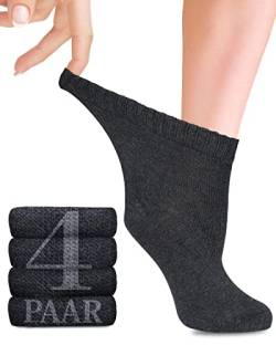 Fiera Besa Diabetiker Socken Damen mit Lycra, 4 Paar, Knöchelhoch Bambus Socken, Superweiche, Dünne und ohne Naht Bambussocken für den Alltag, 35-38 und 39-42 mit 18 Farben (35-38, Charcoal) von Fiera Besa