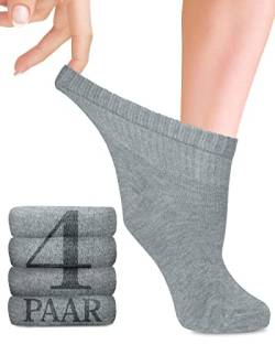 Fiera Besa Diabetiker Socken Damen mit Lycra, 4 Paar, Knöchelhoch Bambus Socken, Superweiche, Dünne und ohne Naht Bambussocken für den Alltag, 35-38 und 39-42 mit 18 Farben (35-38, Hellgrau) von Fiera Besa