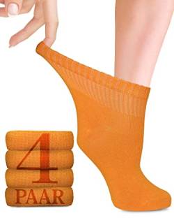 Fiera Besa Diabetiker Socken Damen mit Lycra, 4 Paar, Knöchelhoch Bambus Socken, Superweiche, Dünne und ohne Naht Bambussocken für den Alltag, 35-38 und 39-42 mit 18 Farben (35-38, Kürbis) von Fiera Besa