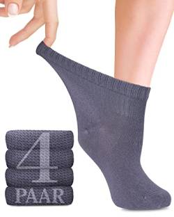 Fiera Besa Diabetiker Socken Damen mit Lycra, 4 Paar, Knöchelhoch Bambus Socken, Superweiche, Dünne und ohne Naht Bambussocken für den Alltag, 35-38 und 39-42 mit 18 Farben (39-42, Grau) von Fiera Besa