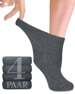 Fiera Besa Diabetiker Socken Damen mit Lycra, 4 Paar, Knöchelhoch Bambus Socken, Superweiche, Dünne und ohne Naht Bambussocken für den Alltag, 35-38 und 39-42 mit 18 Farben (39-42, Melange Grau) von Fiera Besa