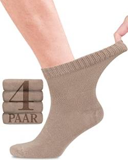 Fiera Besa Diabetikersocken Herren, 4 Paar Knöchelhohen Bambus Socken mit Lycra, Dünne und ohne Naht Bequem Bambussocken für Alltag, 39-42 und 43-46 mit 10 Farben (39-42, Beige) von Fiera Besa