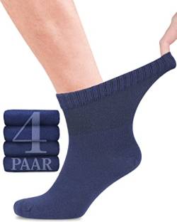 Fiera Besa Diabetikersocken Herren, 4 Paar Knöchelhohen Bambus Socken mit Lycra, Dünne und ohne Naht Bequem Bambussocken für Alltag, 39-42 und 43-46 mit 10 Farben (39-42, Marineblau) von Fiera Besa