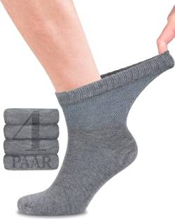 Fiera Besa Diabetikersocken Herren, 4 Paar Knöchelhohen Bambus Socken mit Lycra, Dünne und ohne Naht Bequem Bambussocken für Alltag, 39-42 und 43-46 mit 10 Farben (39-42, Melange Grau) von Fiera Besa