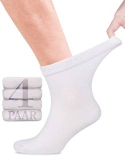 Fiera Besa Diabetikersocken Herren, 4 Paar Knöchelhohen Bambus Socken mit Lycra, Dünne und ohne Naht Bequem Bambussocken für Alltag, 39-42 und 43-46 mit 10 Farben (39-42, Weiß) von Fiera Besa