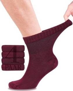 Fiera Besa Diabetikersocken Herren, 4 Paar Knöchelhohen Bambus Socken mit Lycra, Dünne und ohne Naht Bequem Bambussocken für Alltag, 39-42 und 43-46 mit 10 Farben (43-46, Burgunderrot) von Fiera Besa