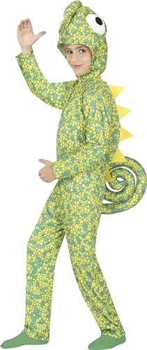 Fiestas GUiRCA Chamäleon Unisex Jumpsuit für Kinder - Grüner Leguan Kuschelanzug - Alter 5-6 Jahre - Eidechse Pyjama Kinder Onesie Jungen u. Mädchen - Tier Overall Kostüm für Karneval, Fasching von Fiestas GUiRCA