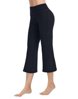 Fiita Bootcut Yoga Capris Hosen für Frauen hohe Taille Workout Flare Crop Bootleg Pants Tummy Control Stretch Leggings in Schwarz Medium Größe von Fiita