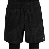 Fila Sporthose Running Shorts Roanoke AOP mit Floating-F Logo auf der Vorder- und Rückseite von Fila