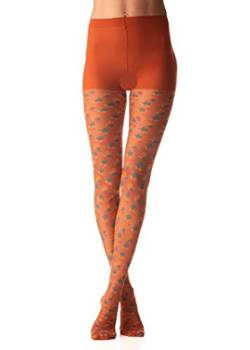 Filifolli DARFO - Damenstrumpfhose mit Buntem Blumenmuster, Transparent 20 DEN | Orange | S-M von Filifolli