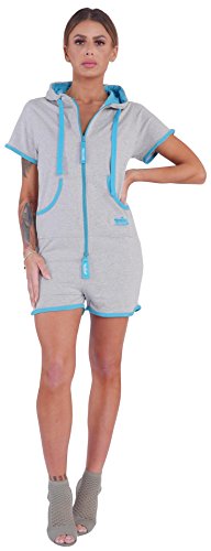 Finchgirl Hotsuit Jumpsuit Overall Onesie Jogger Einteiler (L, Light Grey/Turqouise) von Finchgirl