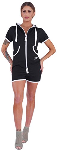 Finchgirl Hotsuit Jumpsuit Overall Onesie Jogger Einteiler (XL, Black/White) von Finchgirl