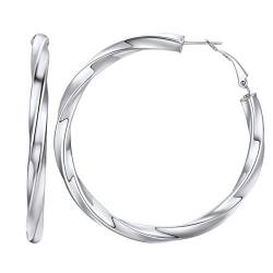 FindChic Damen Männer Twisted Ohrstecker Punk Creolen Ohrstecker in Durchmesser 40mm Edelstahl Huggie Hoop Ohrringe Glänzend Poliert Ohrschmuck für Geburtstag Alltag von FindChic