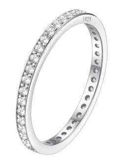 FindChic Damen Ring Silber 925 Eternity Bands stapelbar Ringe für Frauen Sterling Silber Verlobungsring Cubic Zirkonia Hochzeit Bandring 62 von FindChic