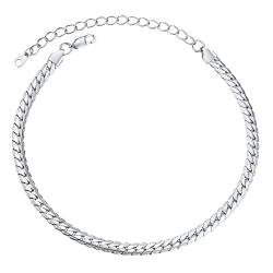 FindChic Damen Schlangenkette Choker Edelstahl Halskette Schlangenknochen Ketten für Frauen Tägliches Tragen Schmuck Breit 6MM Kettelänge 38+5CM Silber von FindChic