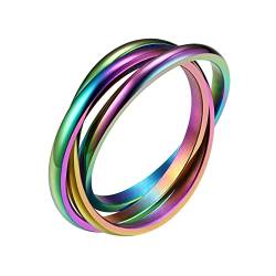 FindChic Edelstahl Wickelring Damen 3er Ring Trinity Ring Frauen Regenbogenring Trauring Modeschmuck Ehering Promise Ring 18 von FindChic