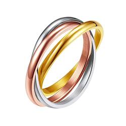 FindChic Edelstahl Wickelring Damen 3er Ring Trinity Ring Frauen Trauring Modeschmuck Ehering Promise Ring 16.5 von FindChic