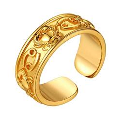 FindChic Einstellbarer Offener Ring Retro Sternzeichen Krebs Fingerring Tierskreis Horoskop Ring für Paar Pärchen von FindChic