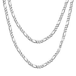 FindChic Figaro Kette Chain Necklace 925 Silber Kreuzkette 3mm Breit Stainless Steel Halskette Panzerkette von FindChic