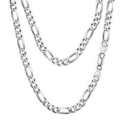 FindChic Figaro Kette Chain Necklace 925 Silber Kreuzkette 5mm Breit Stainless Steel Halskette Panzerkette von FindChic