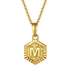 FindChic Gold Halskette mit Alphabet M Anhänger Mädchen Buchstabe Kette mit kostenlos Schmuckbox für Damen Mädchen von FindChic