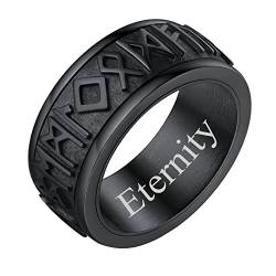 FindChic Herren Ring Anti Stress Ring Edelstahl Stern Mond Sonne drehbarer Spinner Ring Damen mit Gravur für Geburtstag Weihnachten schwarz 13 von FindChic