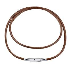 FindChic Leder-Band Halskette 2mm Herren Choker Kette 56cm Kautschukband Kette Braun Lederschmuck mit Hebelverschluss Geschenke für Jungs,Freunde,Liebe von FindChic