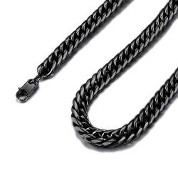 FindChic Massiv Jungen Panzerkette schwarz Herren Halskette Punk Cuban Link Kubanische Gliederkette mit Geschenkebox für Jungen männer von FindChic