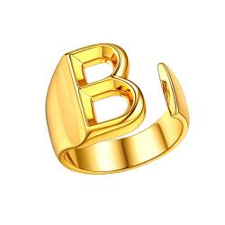 FindChic Personalisieter Buchstabe B Ring Offener Ring vergoldete Anfangsbuchstabe Namensring mit Geschenkebox für Damen und Herren von FindChic