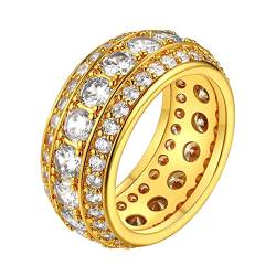 FindChic Ring Damen Gold Cubic Zirkonia Ring ais Kupfer Solitärring Diamant Ehering mit Stein Ewigkeitsringe Geschenk für Herren 10mm breit 59 von FindChic