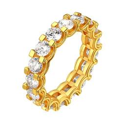 FindChic Ring Damen Gold Cubic Zirkonia Ring ais Kupfer Solitärring Diamant Ehering mit Stein Ewigkeitsringe Geschenk für Herren 5mm breit 70 von FindChic