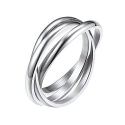 FindChic Ringe Frauen 3er Ring Edelstahl Wickelring Damen Ehering Verlobungsring Silber Modeschmuck Trauringe 17.25 von FindChic