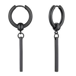 FindChic Schwarz lang Bar Ohrhänger Edelstahl Stab-Ohrringe Chain Hoop Charms Statement-Creolen Minimalistische Ohrschmuck für Paar Pärchen Frauen Juns von FindChic