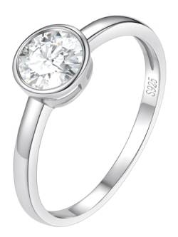 FindChic Silber 925 Ehering Zirkonia Ring Verlobungsring rund Zirkonia weiß im Brillantschliff Vorsteckring für Frauen Solitärring 50 von FindChic