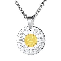 FindChic Sternzeichen Waage Halskette Gold Horoskop Sternbild Medaillon Anhänger mit Geschenkebox für Weihnachten Geburtstag von FindChic