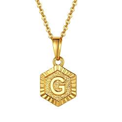 FindChic goldene Initial Buchstabe G Halskette Alphabet Anhänger mit 46cm+5cm Rolokette für Mama Freundin Tochter von FindChic