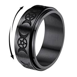 FindChic herren Damen Mond Stern Fingerring drehbarer Fidget Fingerring drehbarer Zappelring Bandring mit Geschenkebox für Hochzeit Verlorbung Party von FindChic