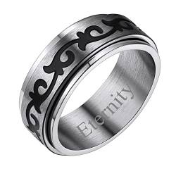 FindChic herren damen Bandring drehbarer Spinner Fingerring Keltischer Knot Mond Fingerring drehbarer Meditationsring mit Namen Text Gravur für Freundin Ehefrau von FindChic