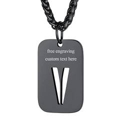 FindChic schwarz Hundemarke Anhänger Militärische Erkennungsmarke Halskette Personalisierte Alphabet V Kette für Herren männer von FindChic