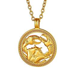 FindChic vergoldet Sternzeichen Krebs Anhänger Horoskop Anhänger Freundschafts Partnerkette Personalisierbare Halskette von FindChic