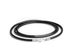 Findout 3 mm schwarze, wasserdichte geflochtene Lederkette, Unisex-Lederkette aus 925er Sterlingsilber mit Karabinerverschluss für Männer, Frauen, Jungen 14-36inch (32) von Findout