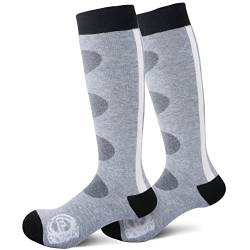 Findway 2 Paar Merinowolle Unisex Skisocken Kinder, Thermo Socken Skistrumpf mit Über die Wade Design für Mädchen/Jungen, Atmungsaktive Wintersocken für Wintersport, Snowboard Socken von Findway