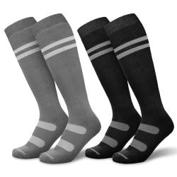 Findway Skisocken für Herren und Damen,Snowboardsocken, Kniehohe, Dicke Thermosocken für Kaltes Wetter, Atmungsaktiv, Schnell Trocknend,2 Paar Pack von Findway